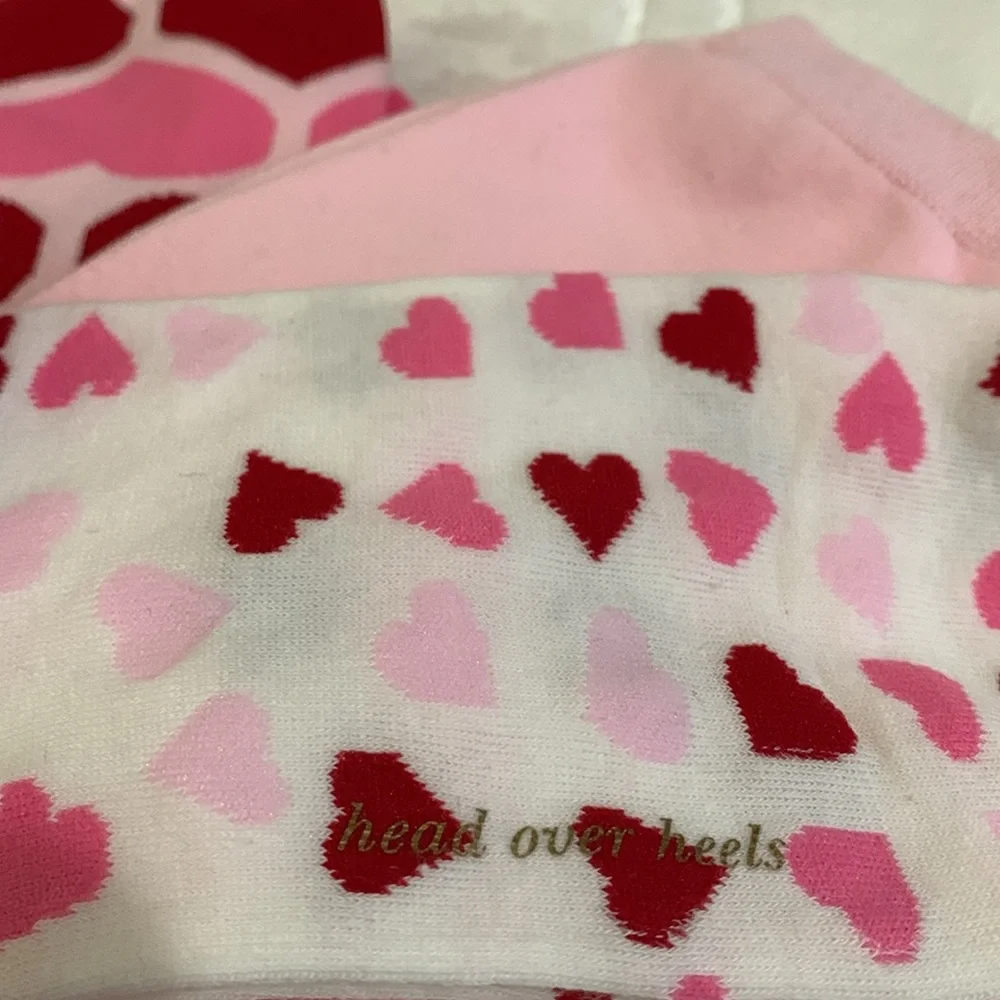 Kate Spade NY Pink Hearts Valentines Crew Socks 3 pairs One Size